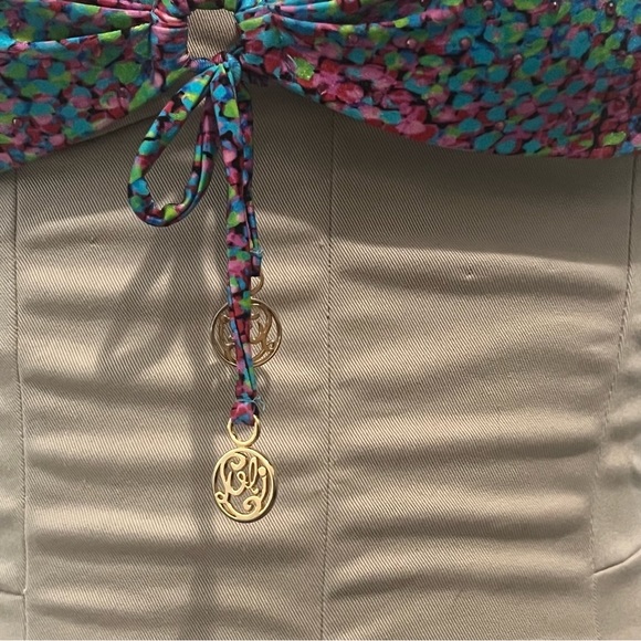 Crystallized LULI FAMA Aqua Pink String Lifting Lined triangle Bikini Top M - Picture 8 of 11